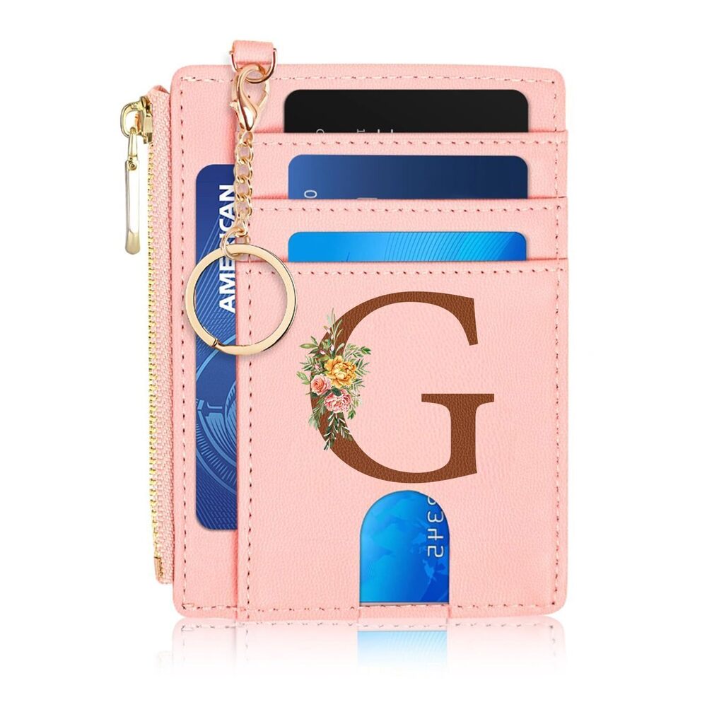 8774 Gifts for Girls ,Initial Letter Slim RFID Blocking Card Holder